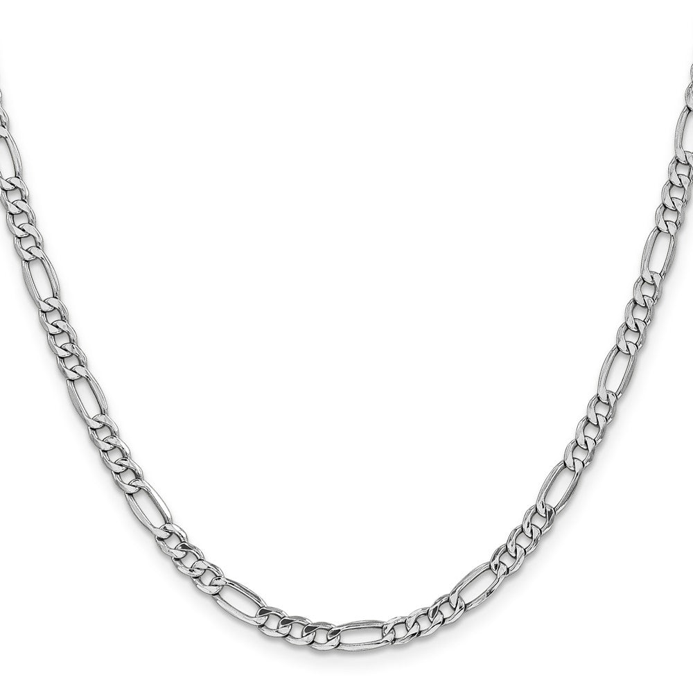 14K White Gold Semi-Solid Figaro with Lobster Clasp Chain