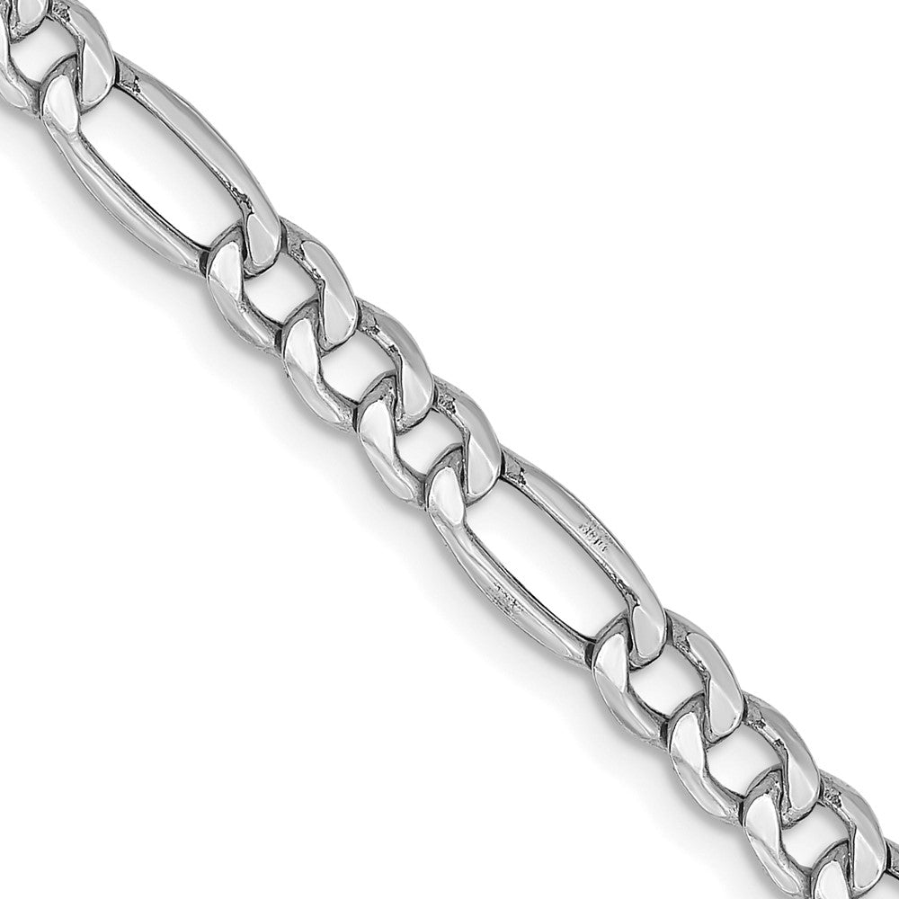 14K White Gold Semi-Solid Figaro with Lobster Clasp Chain