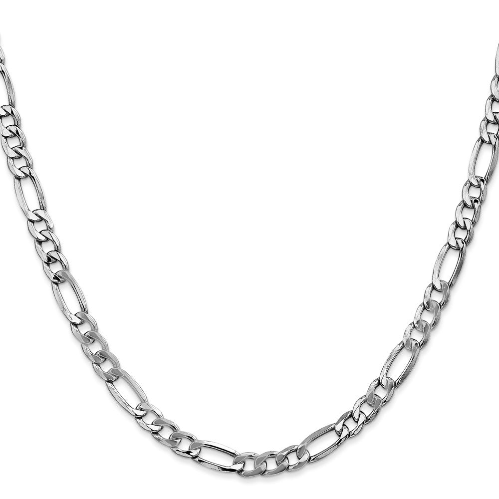 14K White Gold Semi-Solid Figaro with Lobster Clasp Chain