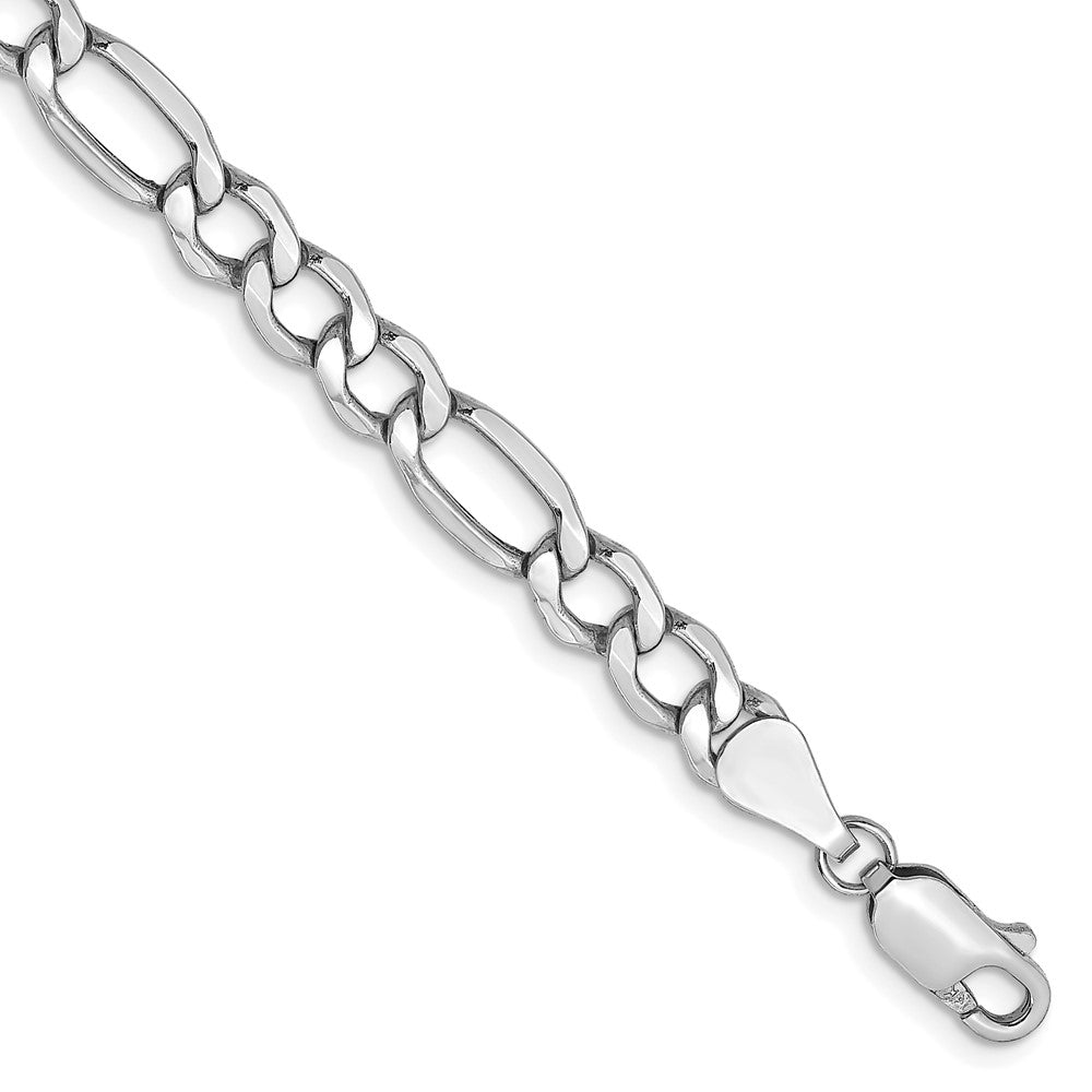 14K White Gold Semi-Solid Figaro with Lobster Clasp Bracelet