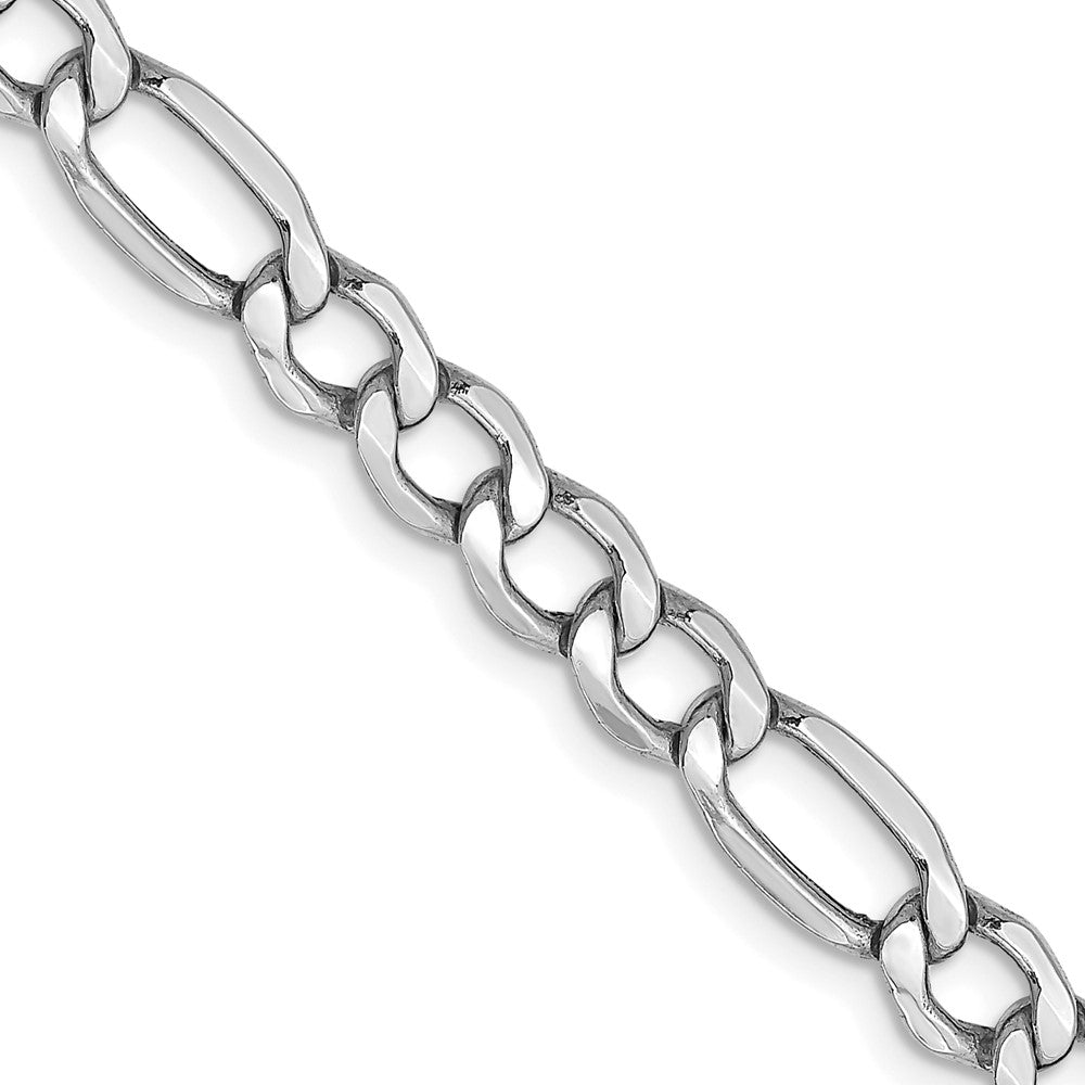 14K White Gold Semi-Solid Figaro with Lobster Clasp Chain