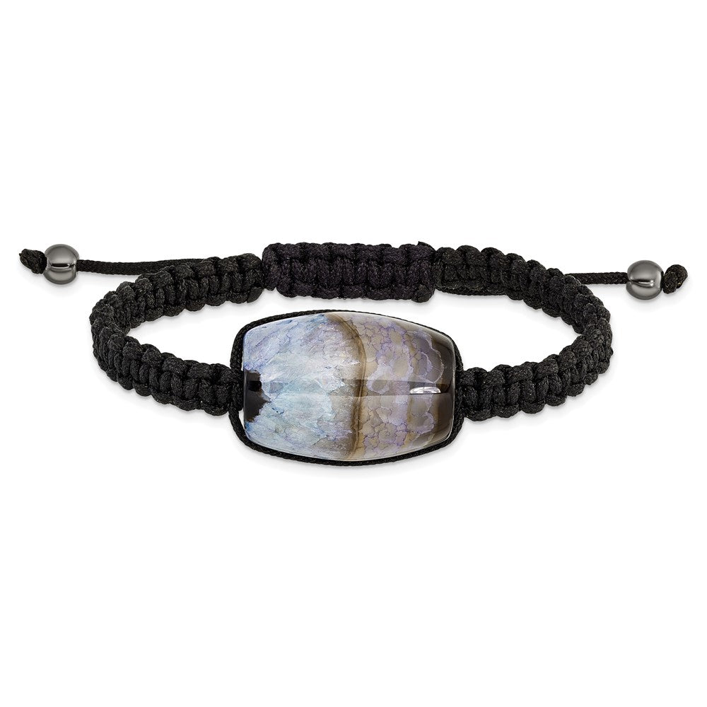 18x Blue Crystal Agate w/ Hematite Beads Black Cord Bracelet