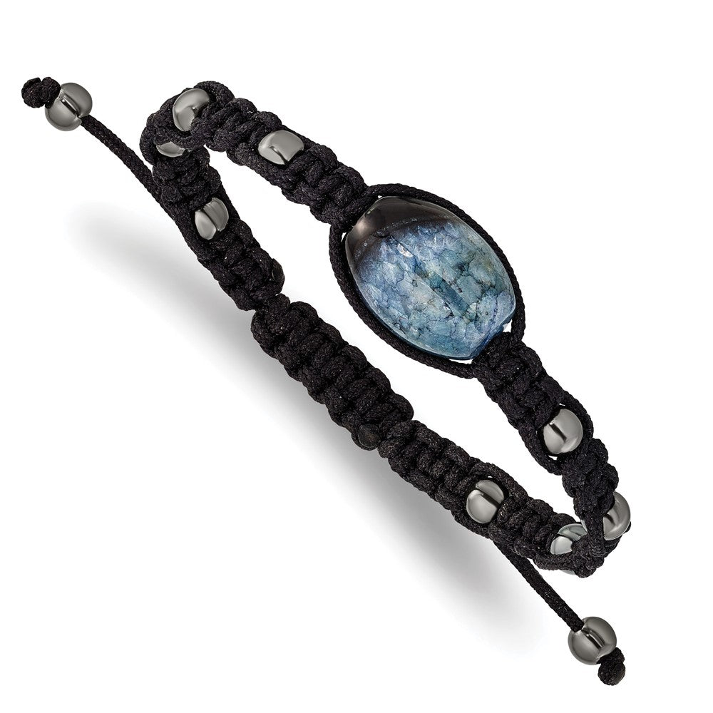 12x Amethyst Crystal Agate and Hematite Beads Black Cord Adjustable Bolo Bracelet