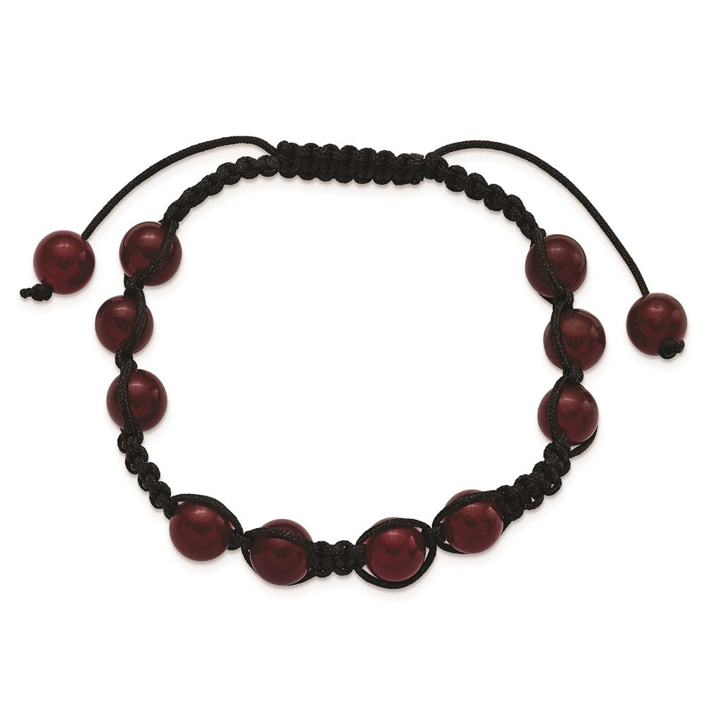 Red Aventurine Beads and Black Cord Bracelet
