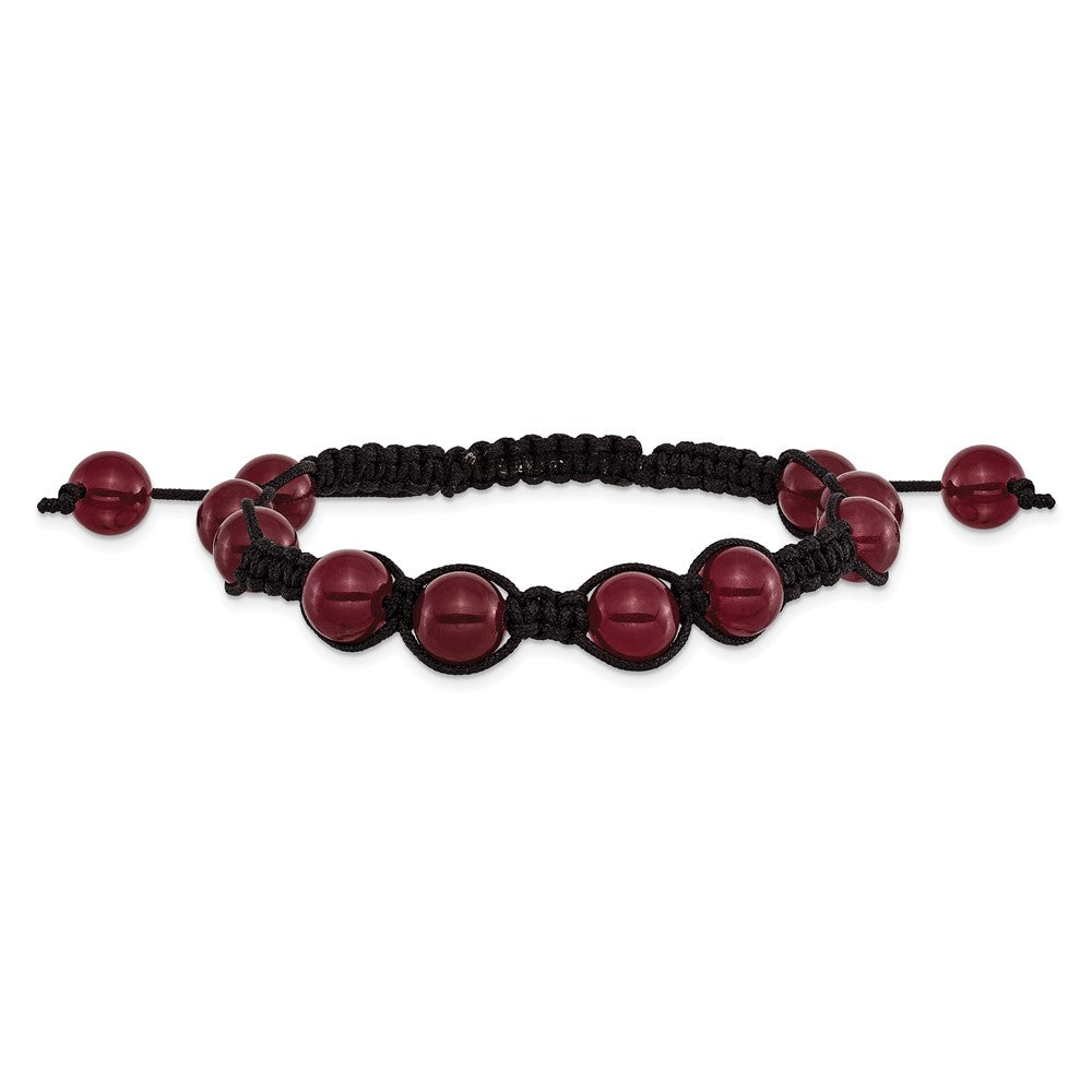 Red Aventurine Beads and Black Cord Bracelet
