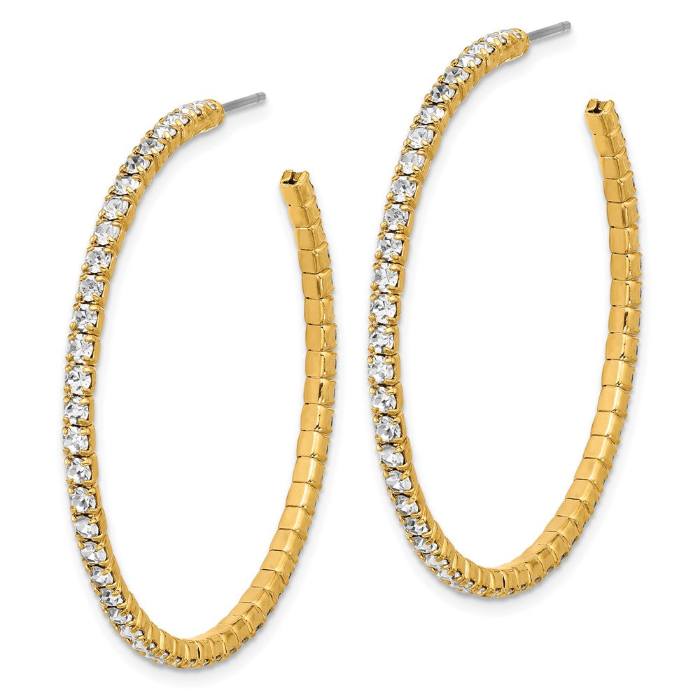 Flash Gold-tone Crystal J-Hoop Post Earrings