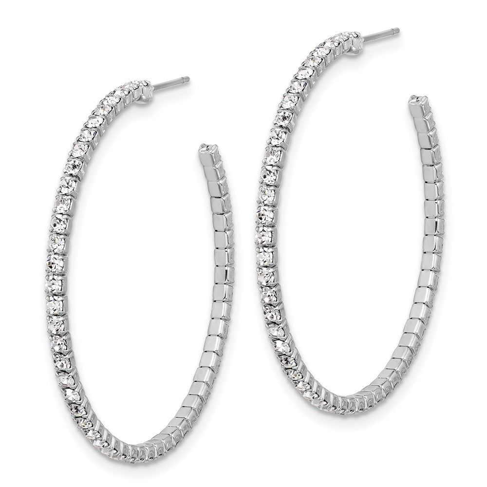 Silver-tone Crystal J-Hoop Post Earrings