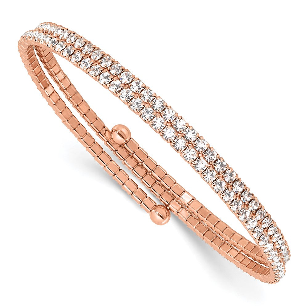 Flash Rose-Tone Crystal 2 Row Wrap Bracelet