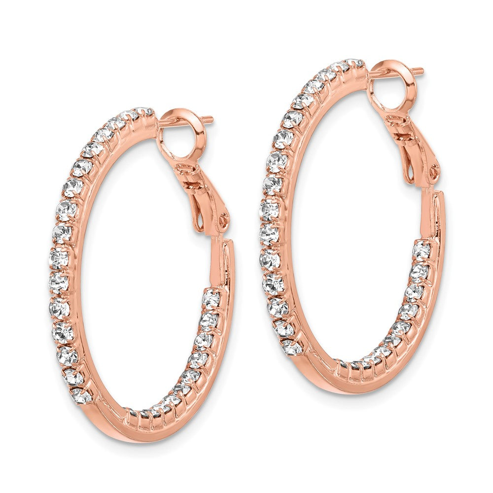 Flash Rose-Tone Crystal In & Out Hoop Earrings