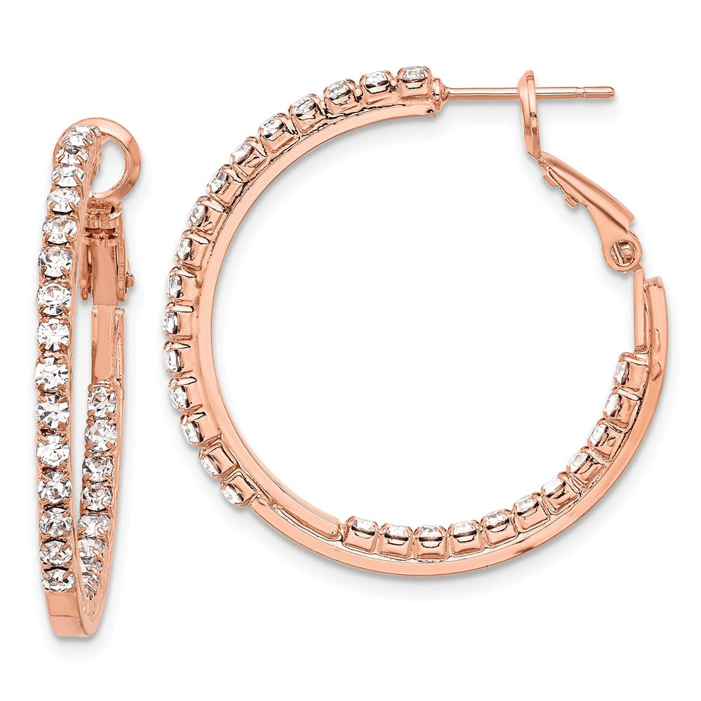 Flash Rose-Tone Crystal In & Out Hoop Earrings