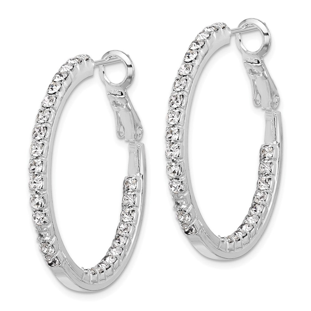 Silver-tone Polished Crystal In & Out Hoop Earrings