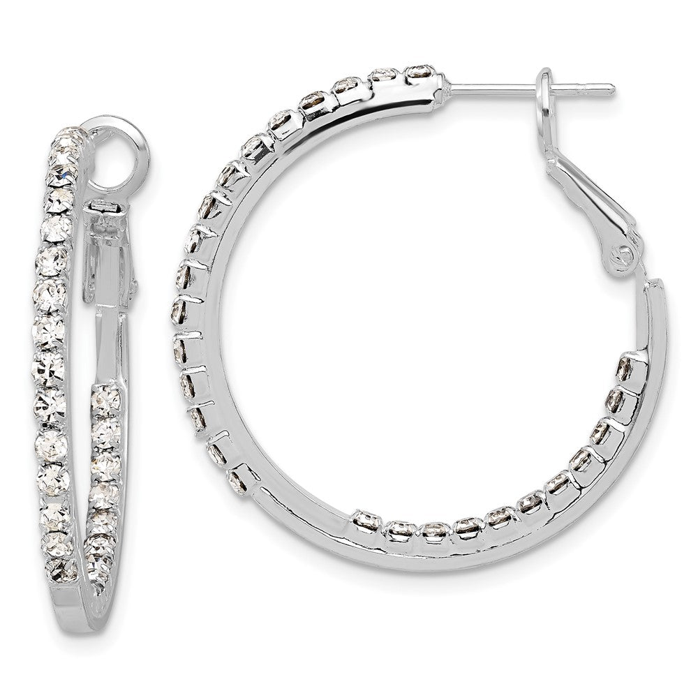 Silver-tone Polished Crystal In & Out Hoop Earrings