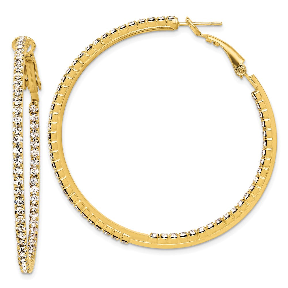 Flash Gold-tone Crystal In & Out Hoop Earrings