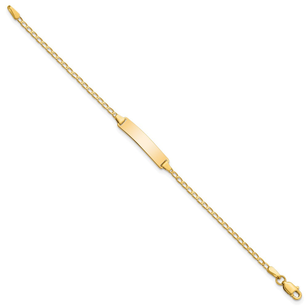 14k Polished Solid Chain/Solid Plate Flat Curb Link 22.5x Plate ID Bracelet