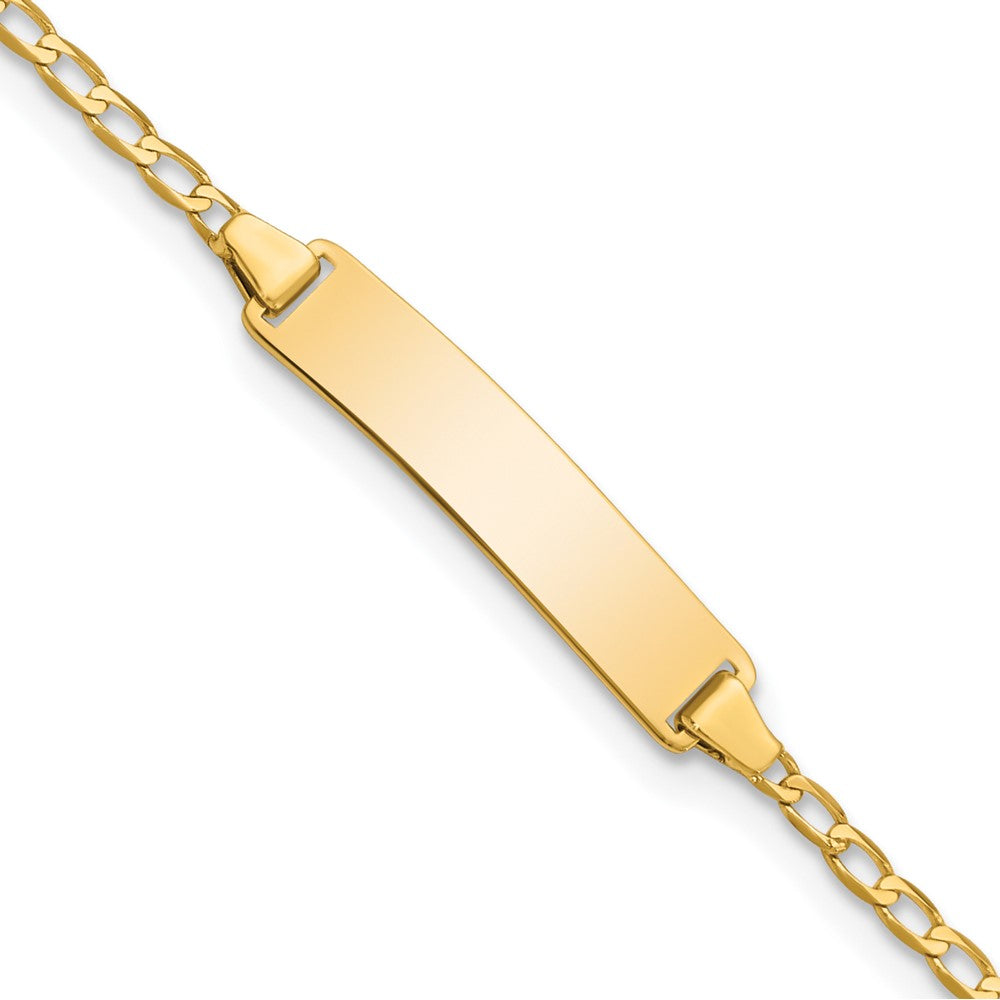 14k Polished Solid Chain/Solid Plate Flat Curb Link 22.5x Plate Baby/Child ID Bracelet