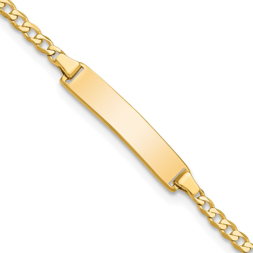 14k Polished Solid Chain/Solid Plate Flat Curb Link 22.5x Plate Baby/Child ID Bracelet