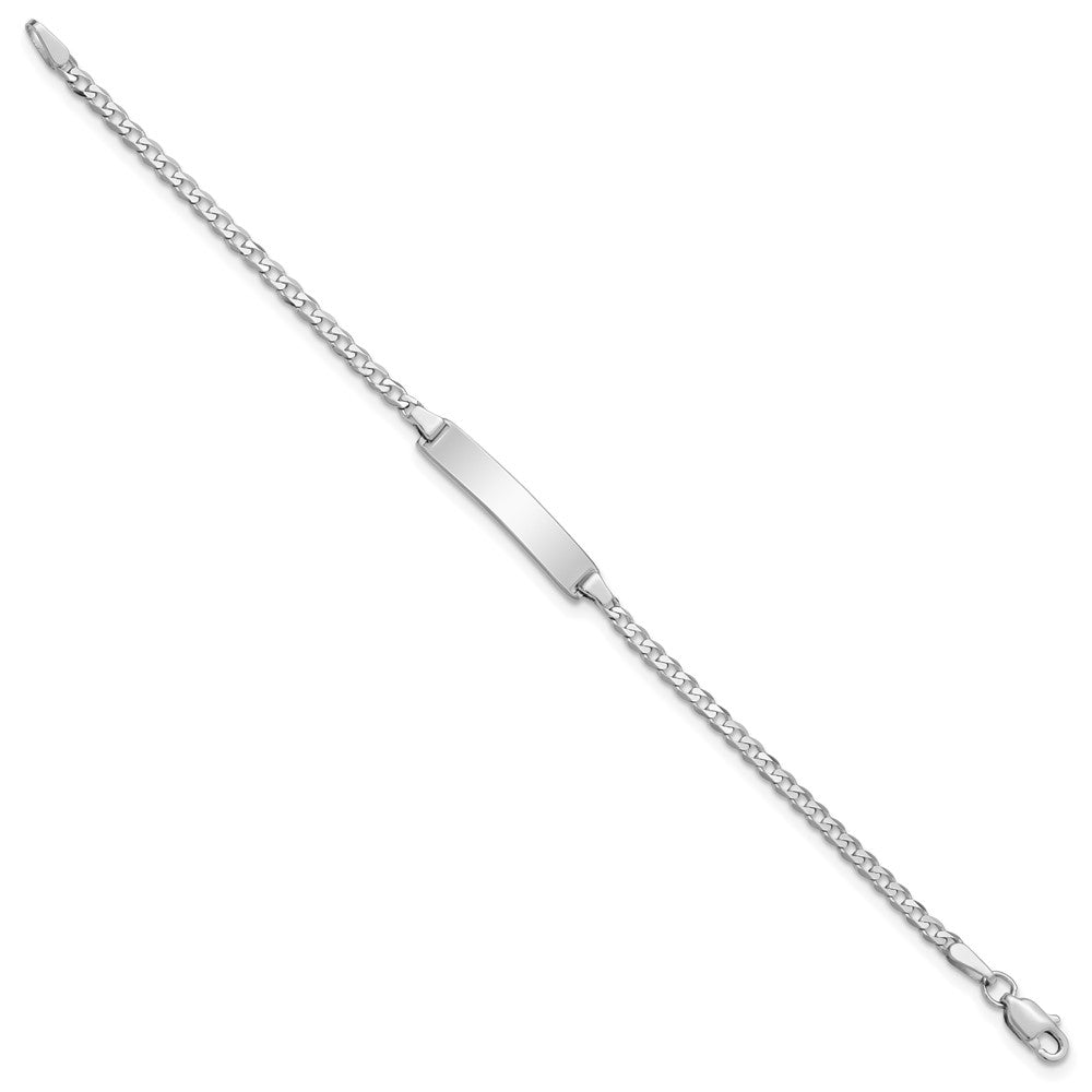 14k White Gold Polished Solid Chain/Solid Plate Flat Curb Link 20x Plate ID Bracelet
