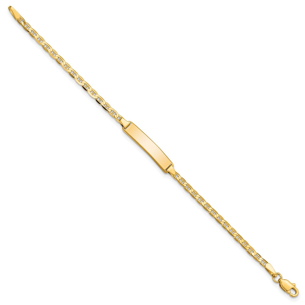 14k Polished Solid Chain/Solid Plate Flat Anchor Link 20x Plate ID Bracelet