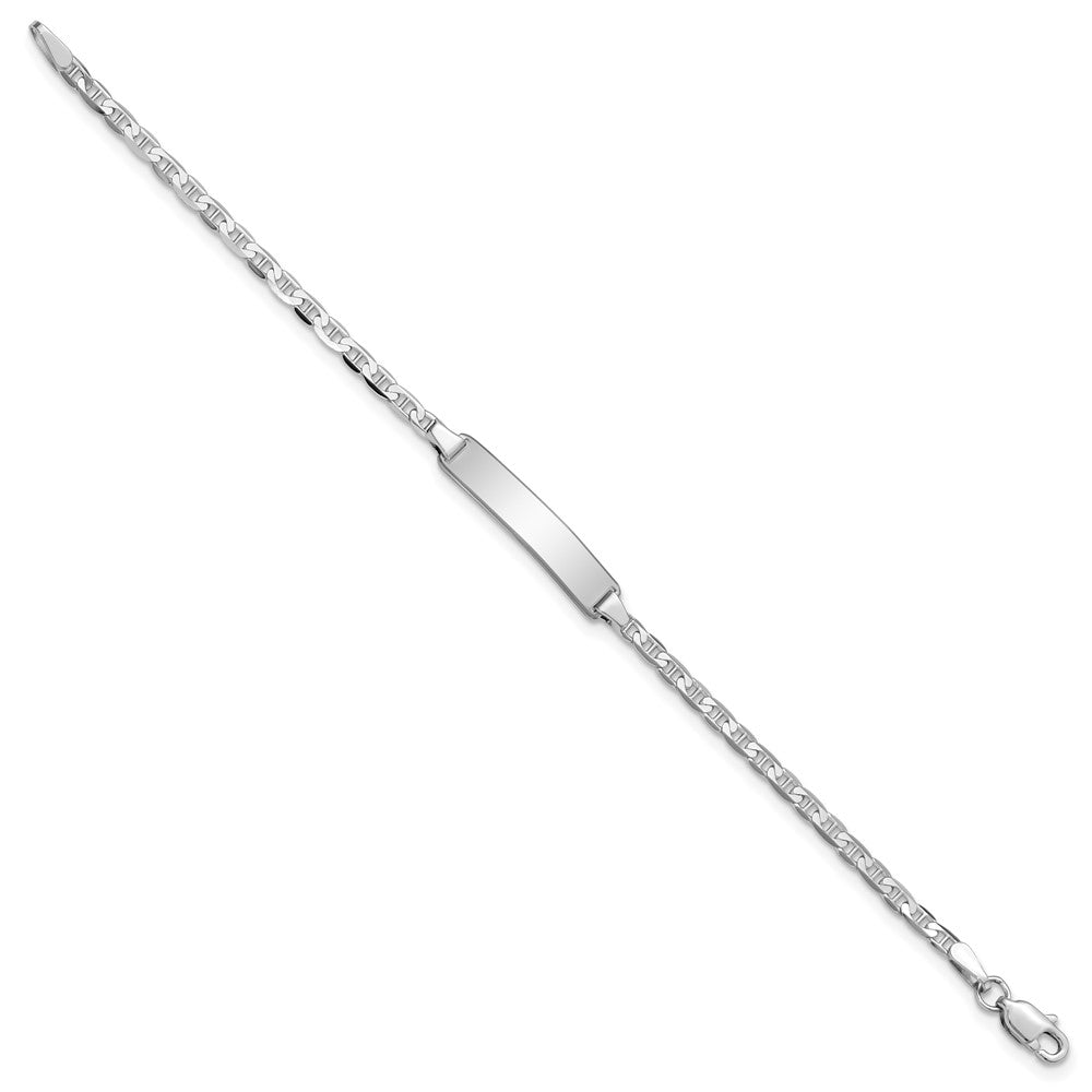 14k White Gold Polished Solid Chain/Solid Plate Anchor Link 20x Plate Baby/Child ID Bracelet