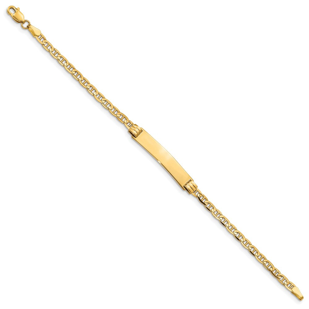 14k Polished Solid Chain/Solid Plate Anchor Link 26x Plate ID Bracelet