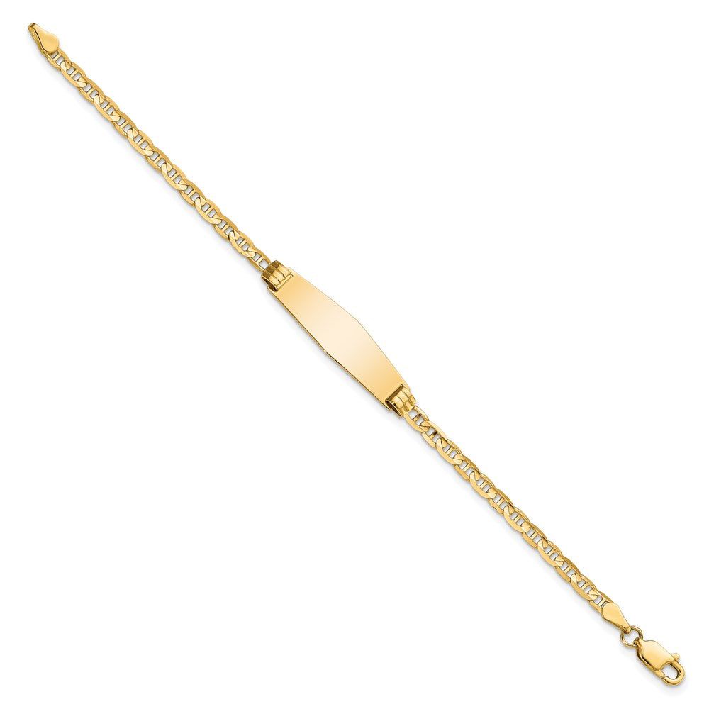 14k Polished Solid Chain/Solid Plate Anchor Link Soft Diamond Shape 26x Plate ID Bracelet