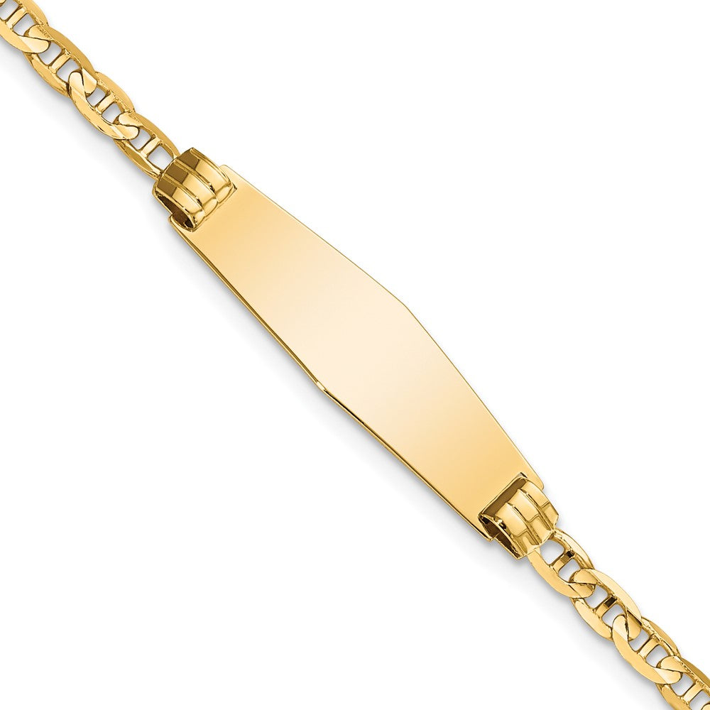 14k Children's Soft Diamond Shape Anchor Link ID Bracelet