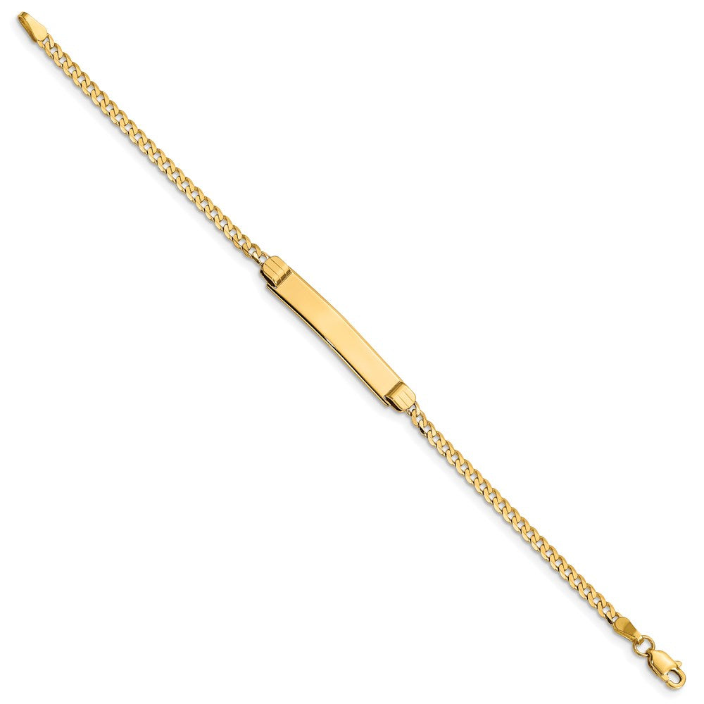 14k Polished Solid Chain/Solid Plate Curb Link 26x Plate ID Bracelet