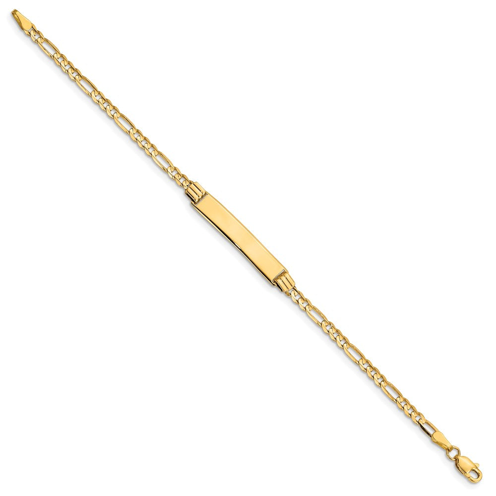14k Polished Solid Chain/Solid Plate Figaro Link 26x Plate ID Bracelet