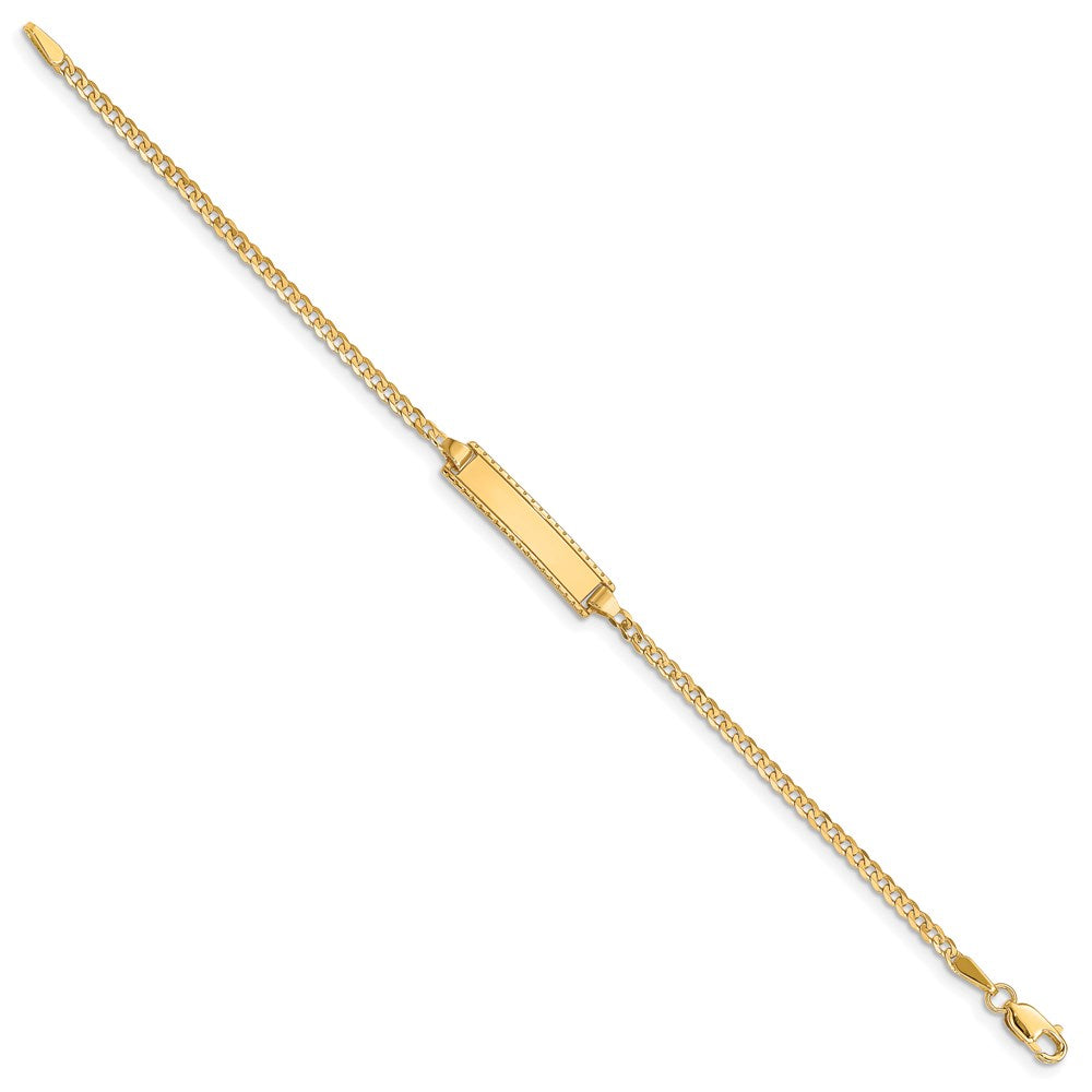 14k Polished Solid Chain/Solid Plate Curb Link 18.5x Plate ID Bracelet