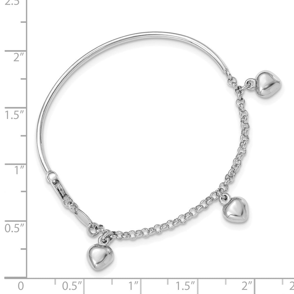 14k White Gold Polished Dangle Heart Baby Bracelet