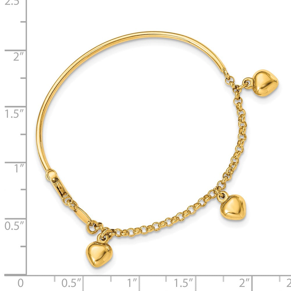 14k Polished Dangle Heart Bracelet