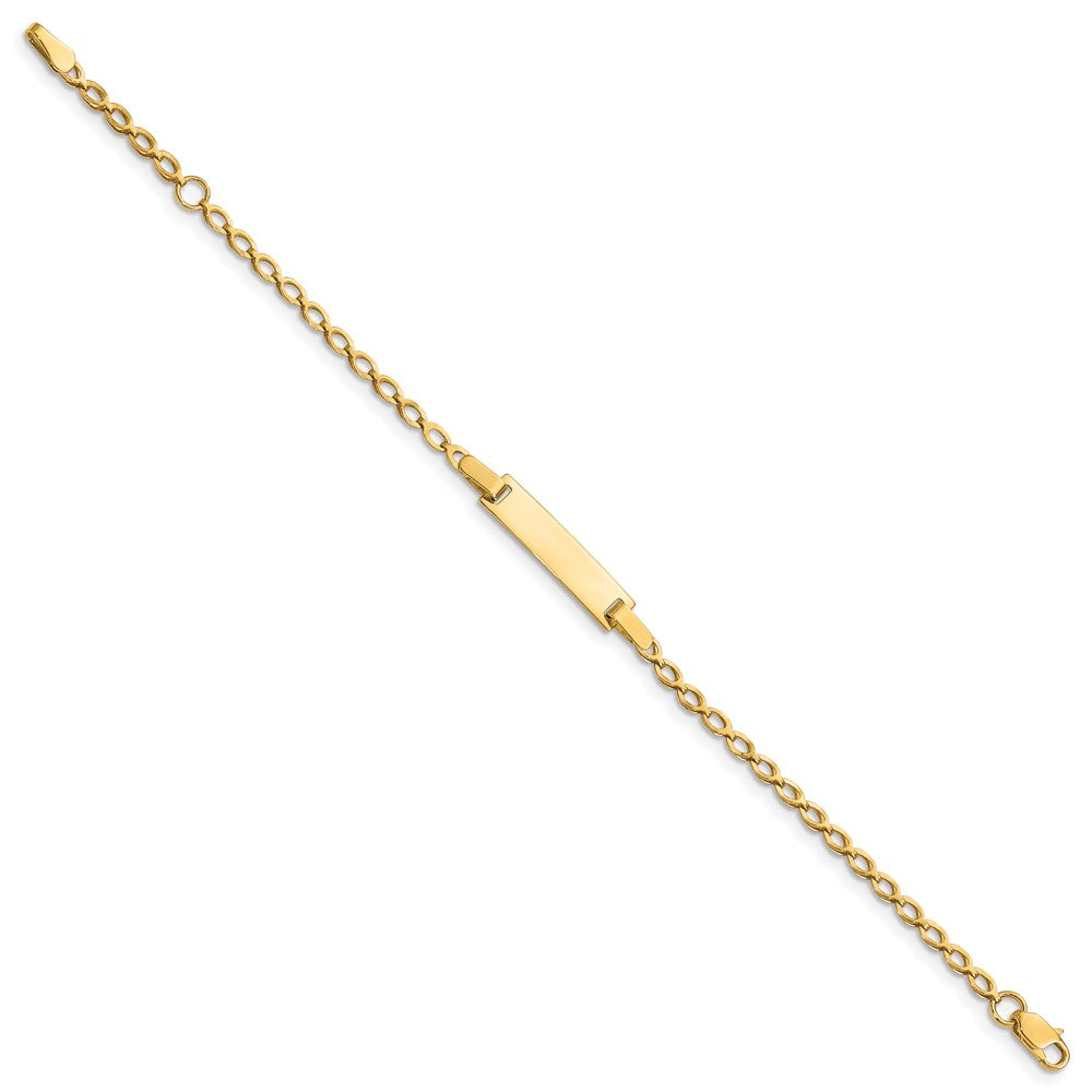 14k Polished Solid Chain/Solid Plate Fancy Link 16x Plate ID Bracelet