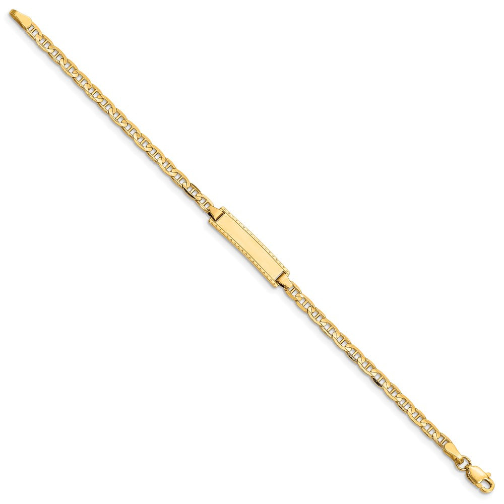 14k Polished Solid Chain/Solid Plate Anchor Link 20x Plate ID Bracelet