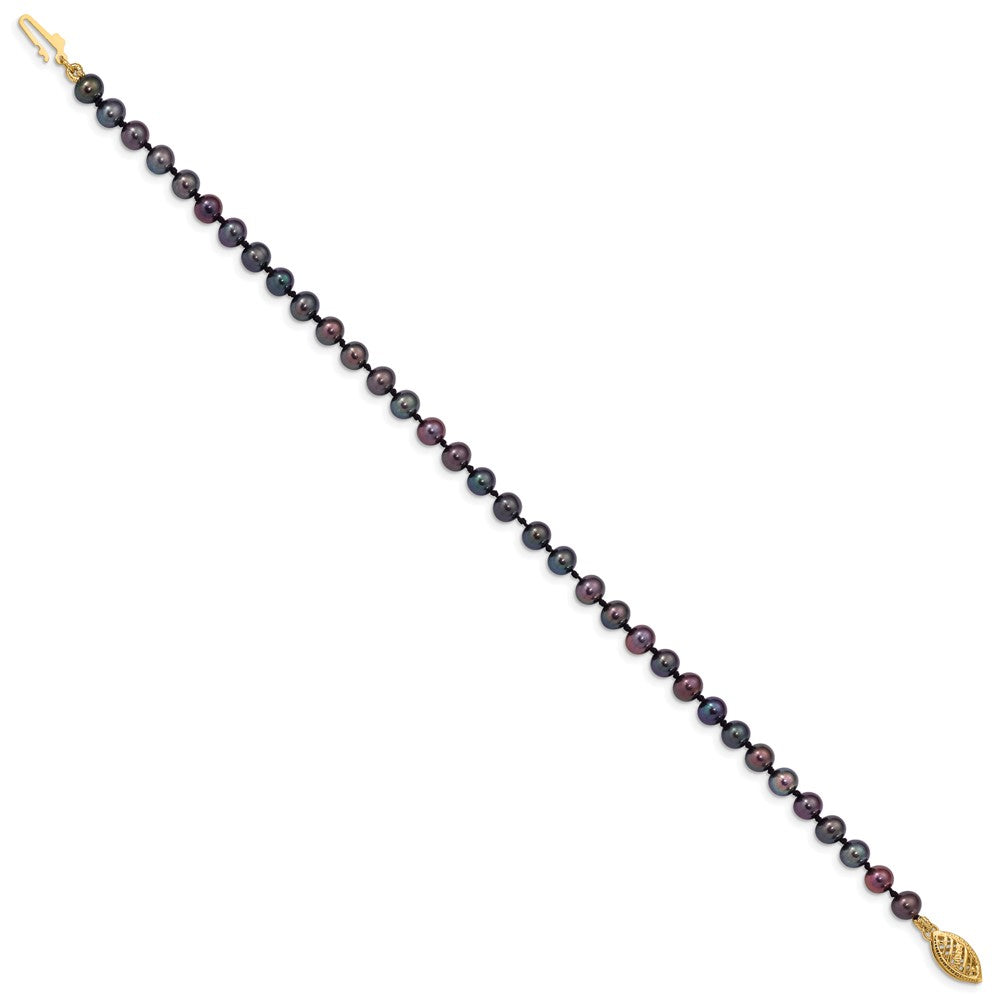 14k 4- Black Near-Round Freshwater Cultured Pearl Bracelet