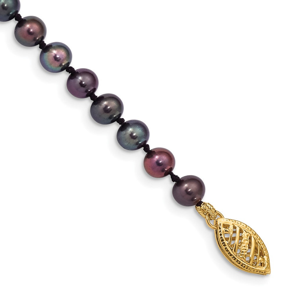 14k 4- Black Near-Round Freshwater Cultured Pearl Bracelet