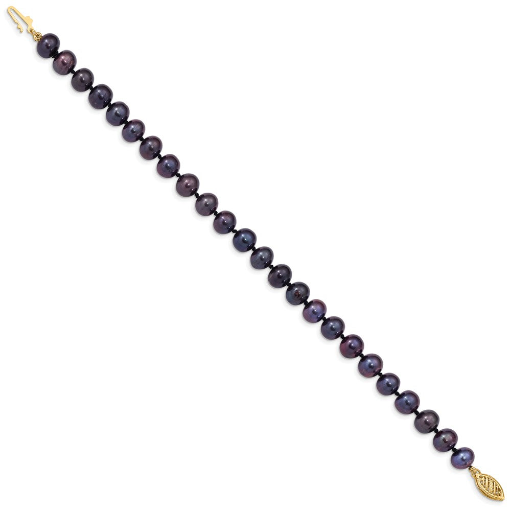 14k 7- Black Near Round Freshwater Cultured Pearl Bracelet