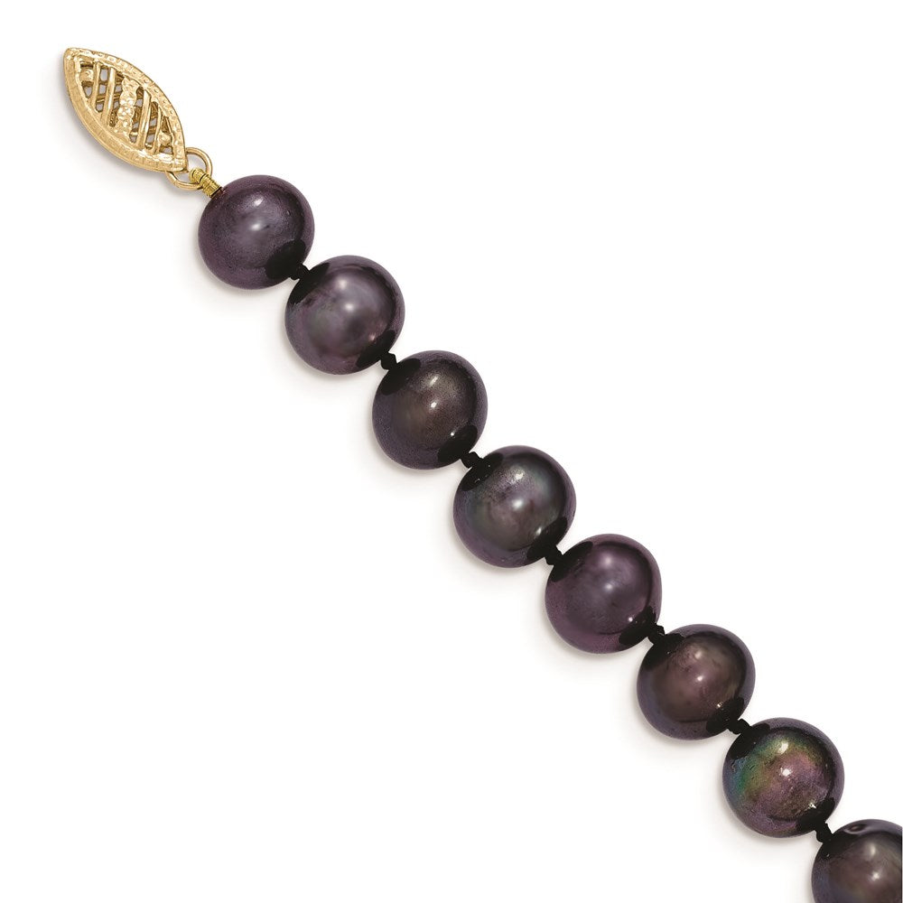 14k 8- Black Near Round Freshwater Cultured Pearl Necklace