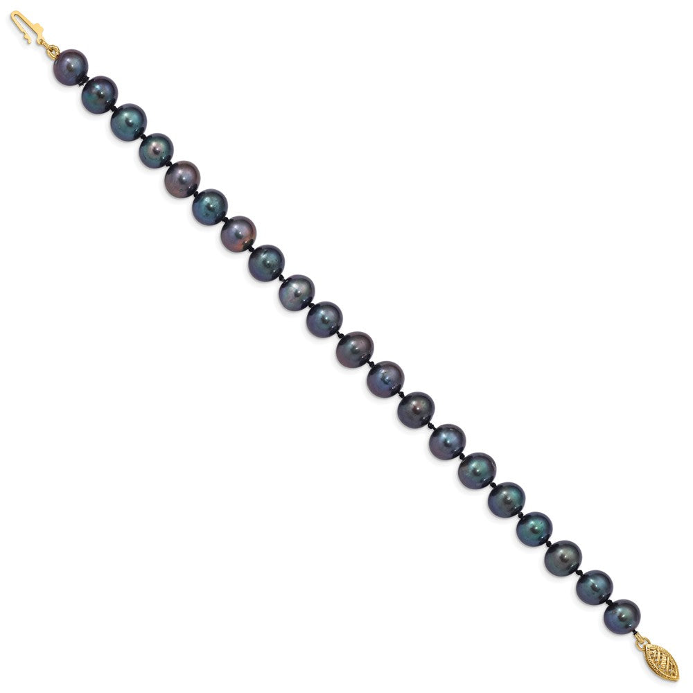 14k 8- Black Near Round Freshwater Cultured Pearl Bracelet