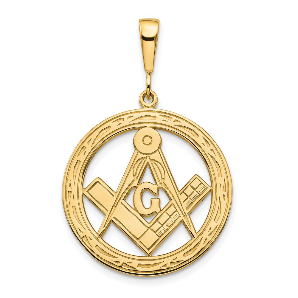 14k Polished & Textured Large Masonic Symbol Pendant