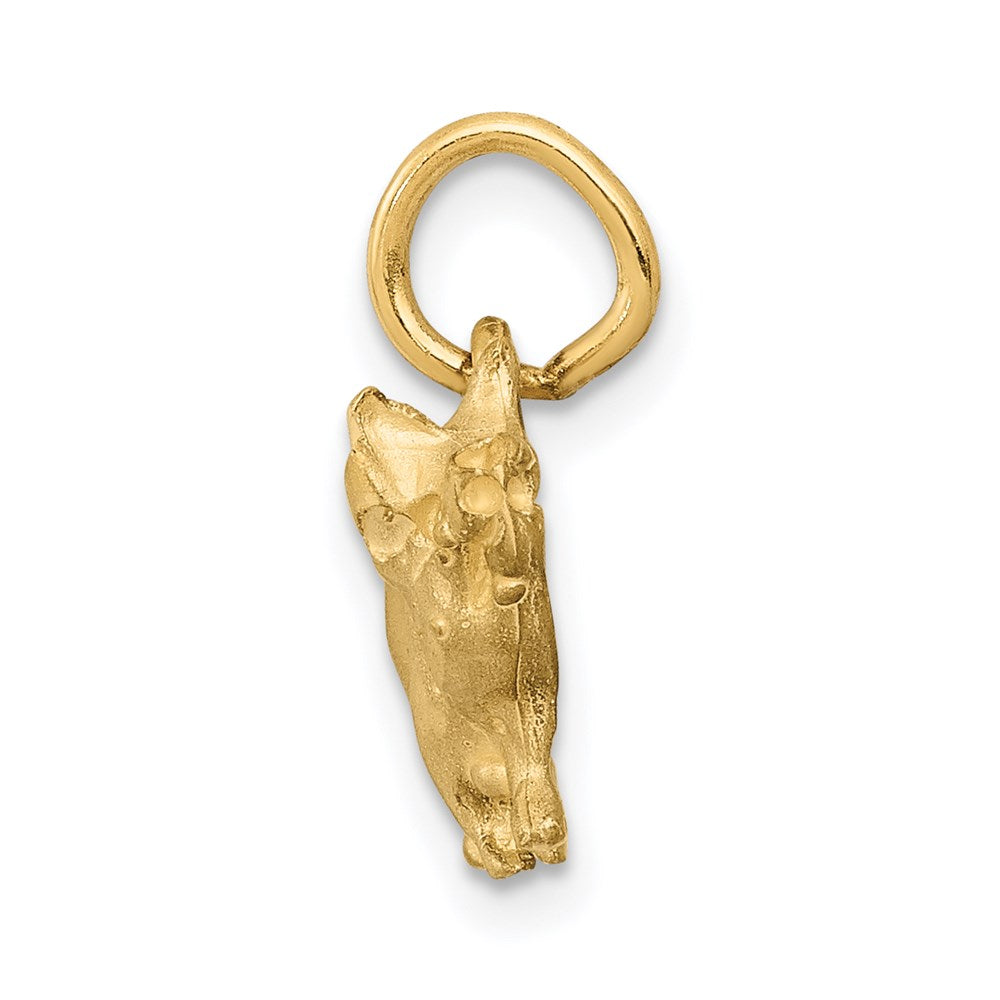 14k Satin Diamond-cut Pig Charm