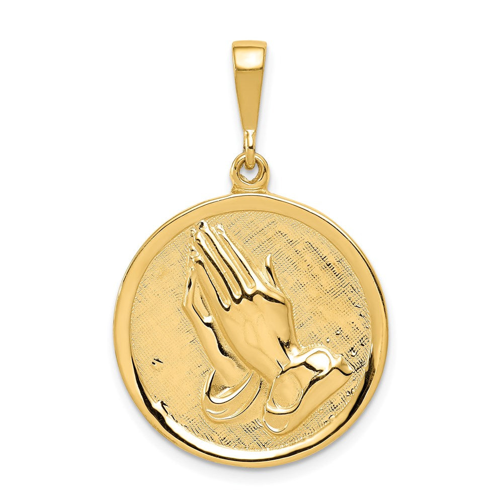 14K Reversible Praying Hands and Serenity Prayer Pendant