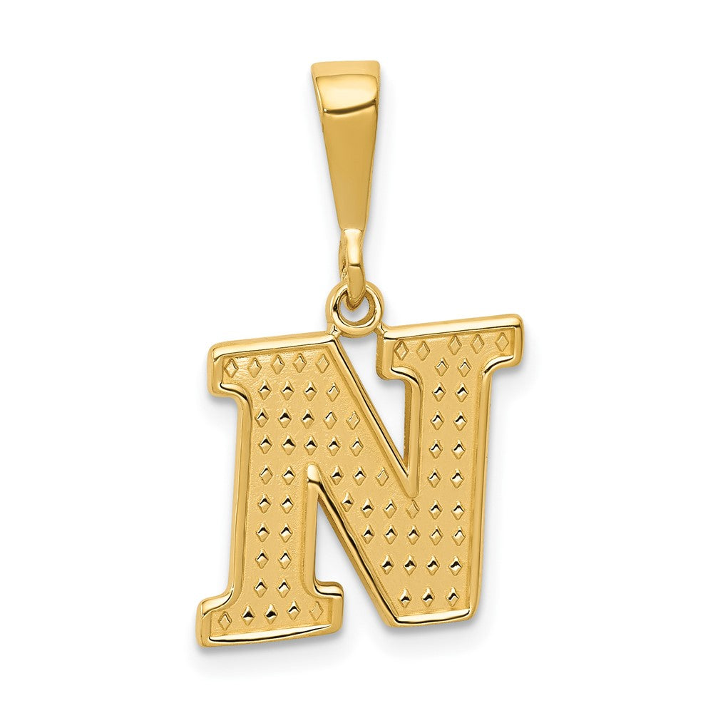 14k Textured Initial N Charm