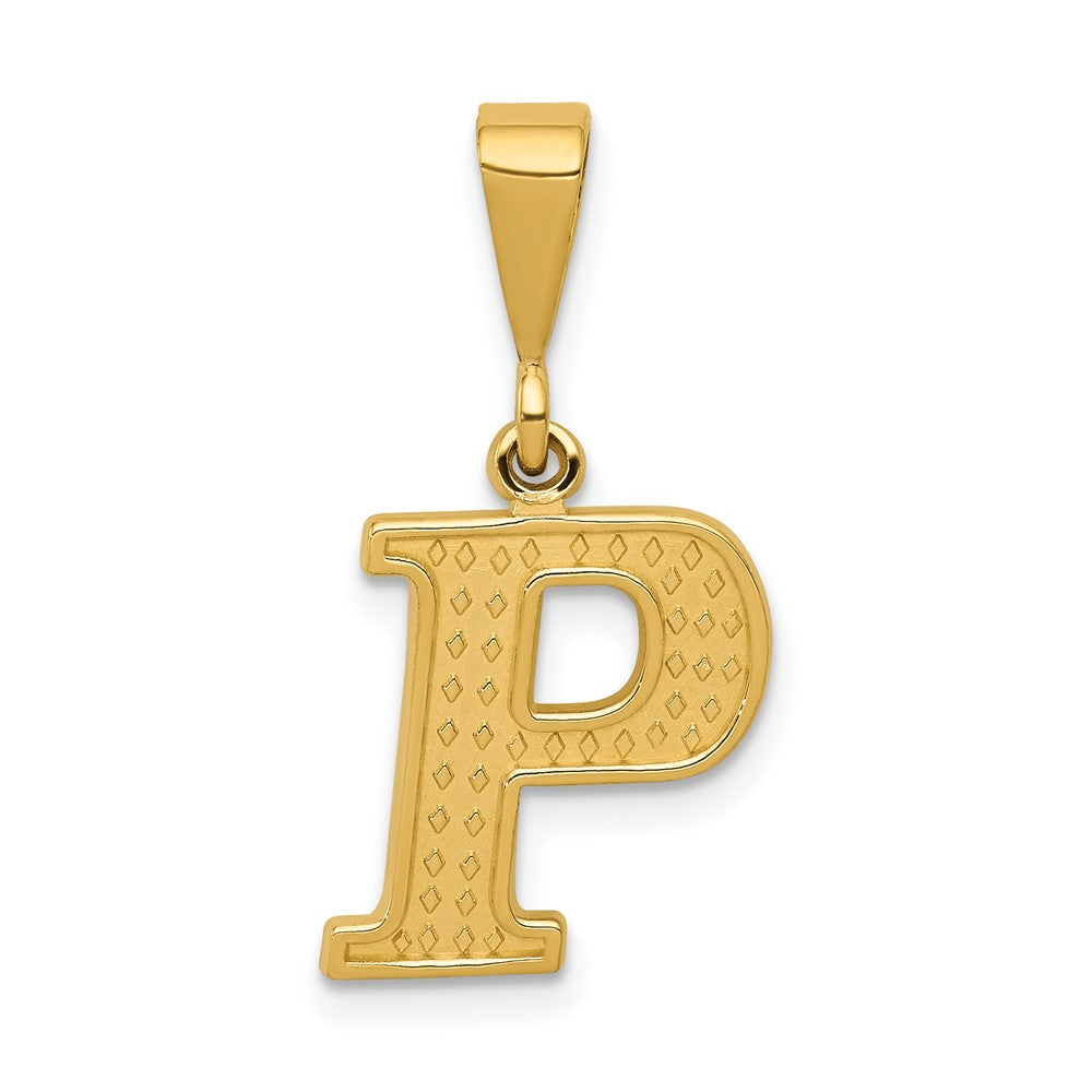 14k Textured Initial P Charm