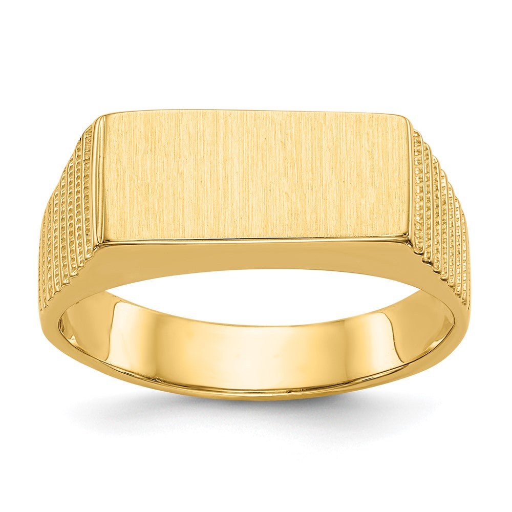 14k 15.0x Rectangle Open Back Mens Signet Ring