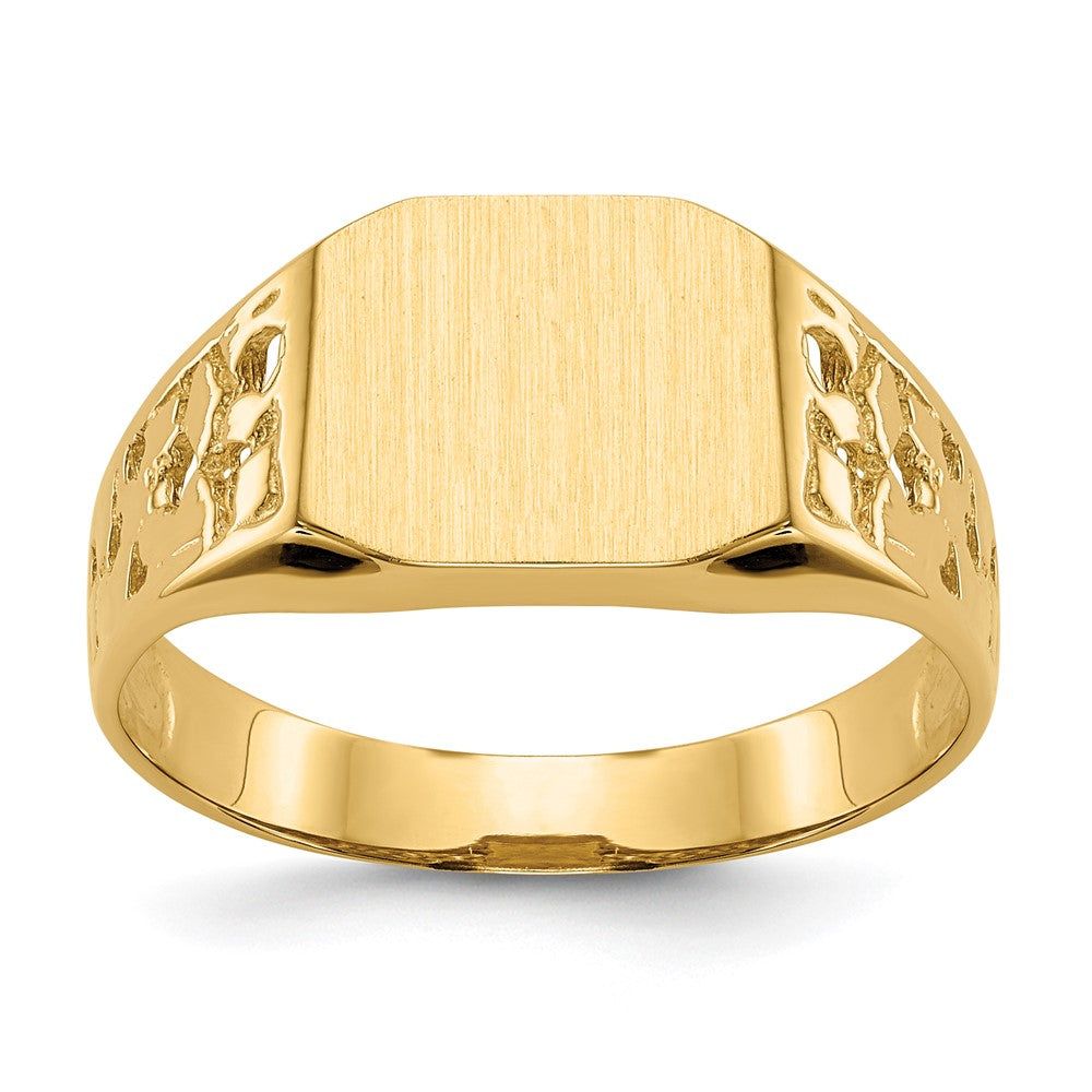14k 10.5x Octagon Open Back Mens Nugget Signet Ring