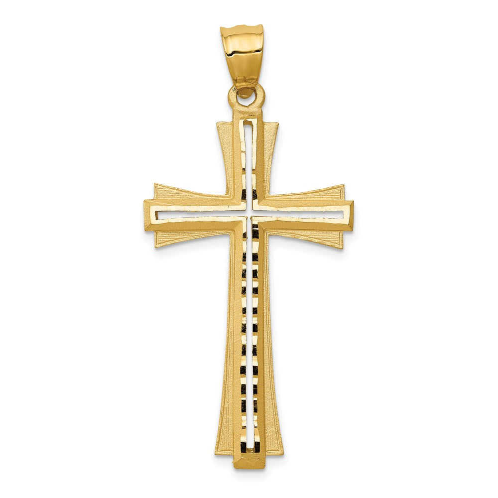 14K Diamond Cut and Satin Cross Pendant