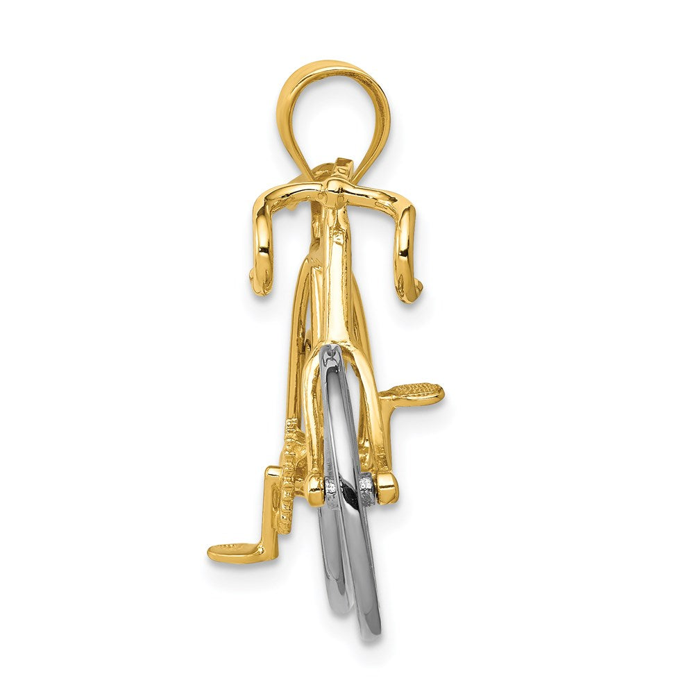 14k Large Two-tone 3-D Bicycle Pendant