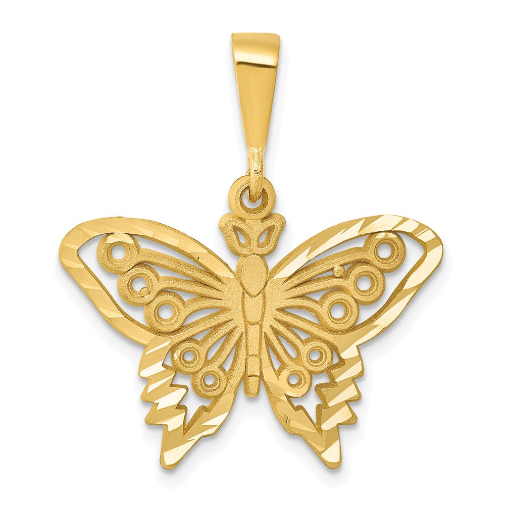 14k Diamond-cut Butterfly Charm