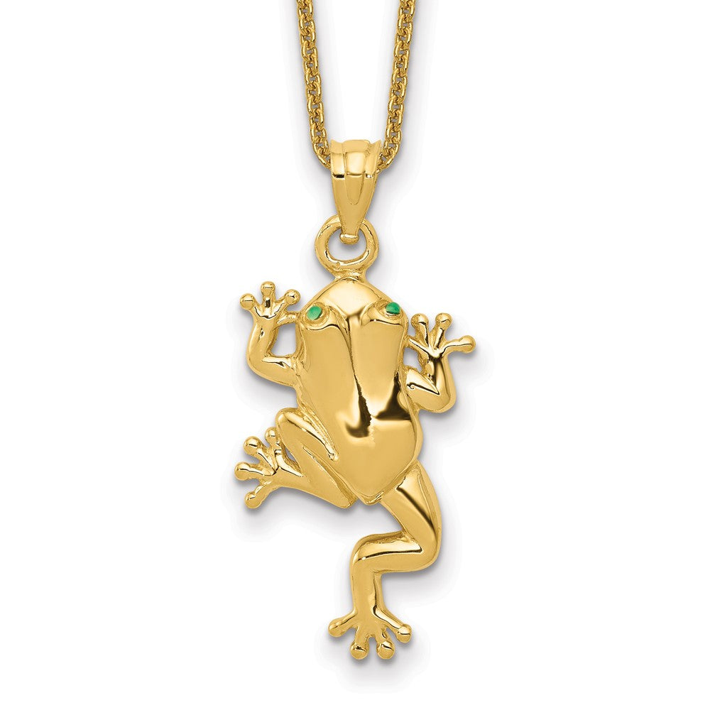 14k Frog with Enameled Eyes Necklace