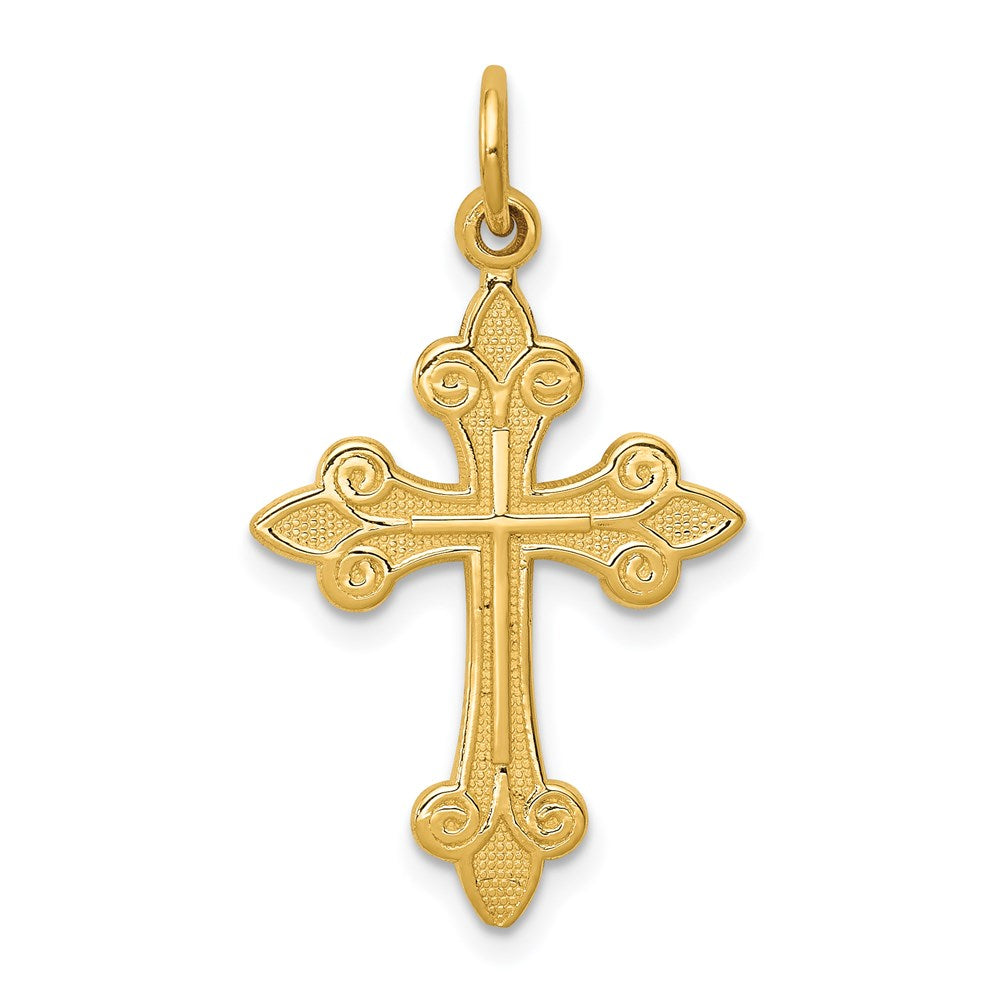 14k Fleur De Lis Cross Pendant